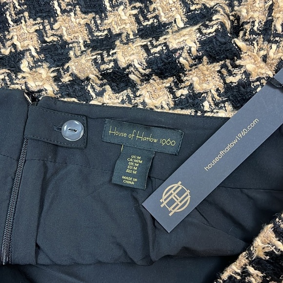 House of Harlow 1960 Tweed Crop Top & Skirt Houndstooth Set Tan/Black Size M NEW - Picture 15 of 16